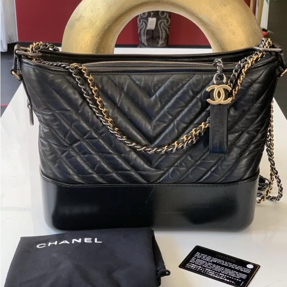 Chanel Black Calfskin Gabrielle Medium Shoulder Bag